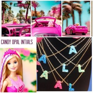 Opal Resin Initial Letter Necklaces, boutique🎀